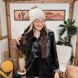 Black Metallic Leo Lined Windbreaker