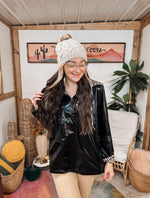 Black Metallic Leo Lined Windbreaker