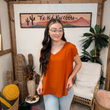 Rust V Neck Dolman Sleeve Top
