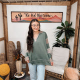 Olive + Mocha L/S Stripe Terry L/S