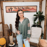 Olive + Mocha L/S Stripe Terry L/S