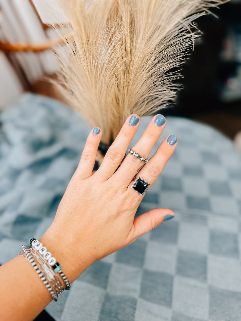 Onyx Square Adjustable Ring
