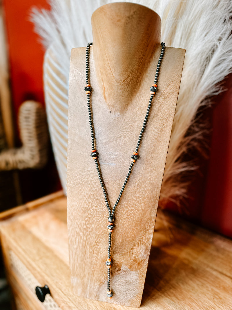 Spiny Oyster Engraved Lariat Necklace