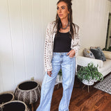 Natural Crochet Button Front Jacket