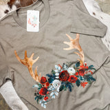 Silver Floral Horn Tee