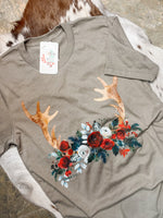 Silver Floral Horn Tee