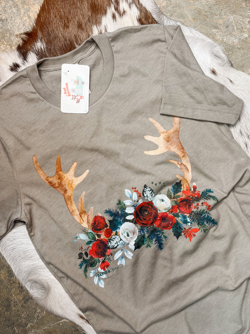 Silver Floral Horn Tee