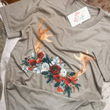 Silver Floral Horn Tee