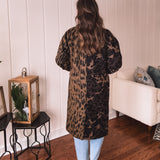 Animal Blocked Faux Fur Midi Coat