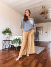 Washed Wide Leg Terry Knit Pant