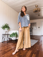 Washed Wide Leg Terry Knit Pant