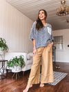 Washed Wide Leg Terry Knit Pant