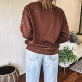 Chocolate Western Boot Stitch Pullover