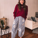 Black Peace Pinstripe Palazzo Pant