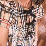 Taupe Burb Stripe Bow Top