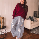 Black Peace Pinstripe Palazzo Pant