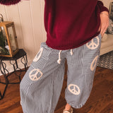 Black Peace Pinstripe Palazzo Pant