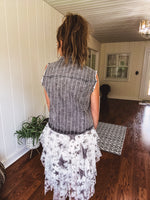 Washed Black Denim Rhinestone Vest