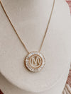 Round letter necklace gold plated