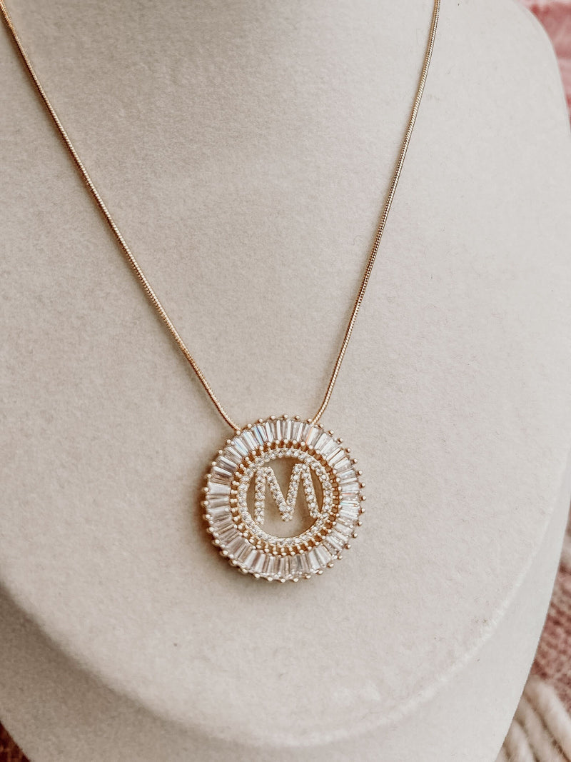 Round letter necklace gold plated