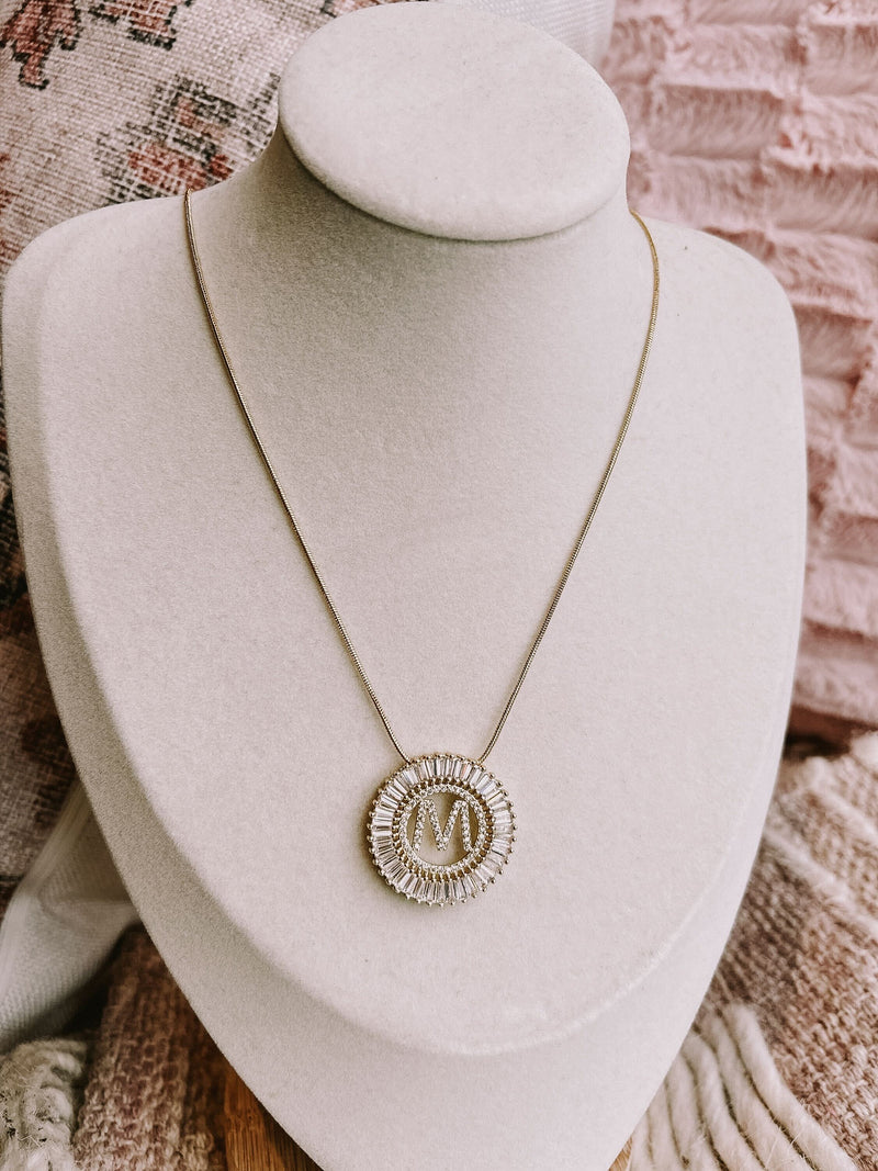 Round letter necklace gold plated