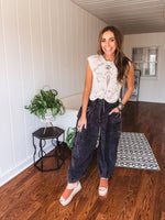Washed Wide Leg Pocket Pant