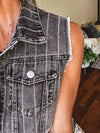 Washed Black Denim Rhinestone Vest