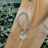 Silver and Gold Large Circle Charm Bracelet
