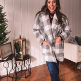 Grey + Cream Hartford Fringe Coat