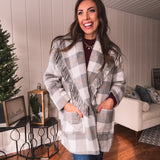 Grey + Cream Hartford Fringe Coat