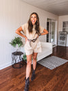 Sand Khaki Rolled Short Romper
