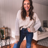 White Sand Woven Button Front Cardigan