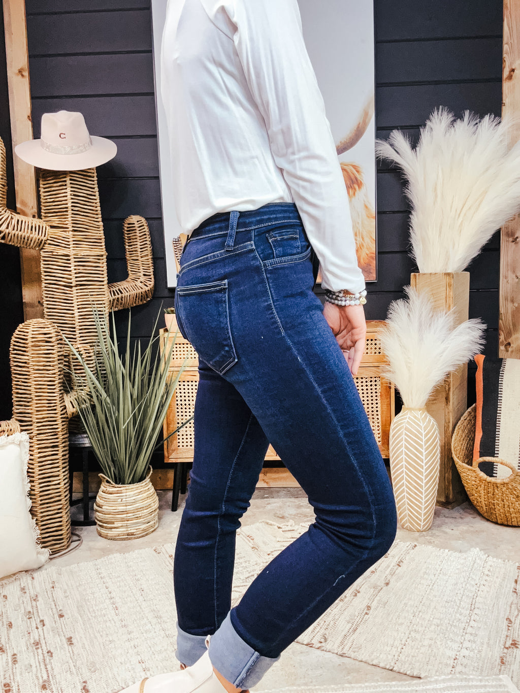 Dark Denim Long Length Slim Straight