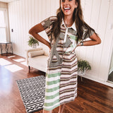 Star & Peace Patch Stripe Tee Dress