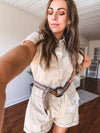 Sand Khaki Rolled Short Romper