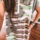 Star & Peace Patch Stripe Tee Dress