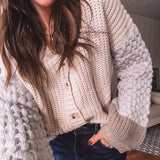 White Sand Woven Button Front Cardigan