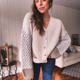 White Sand Woven Button Front Cardigan