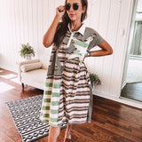 Star & Peace Patch Stripe Tee Dress