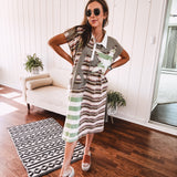 Star & Peace Patch Stripe Tee Dress