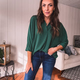 Sea Green Placket Collared Dolman