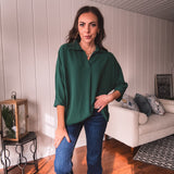 Sea Green Placket Collared Dolman
