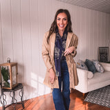 Navy Botanical Button Down Long Sleeve