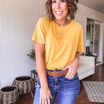 Short sleeve tee in a super soft fabric with a round neck.