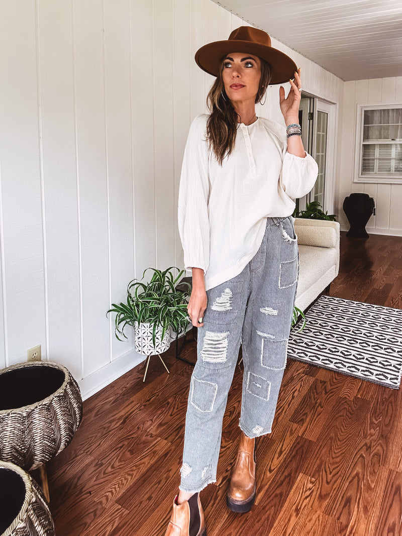 Always On The Road Stripe Crop Patch Pant