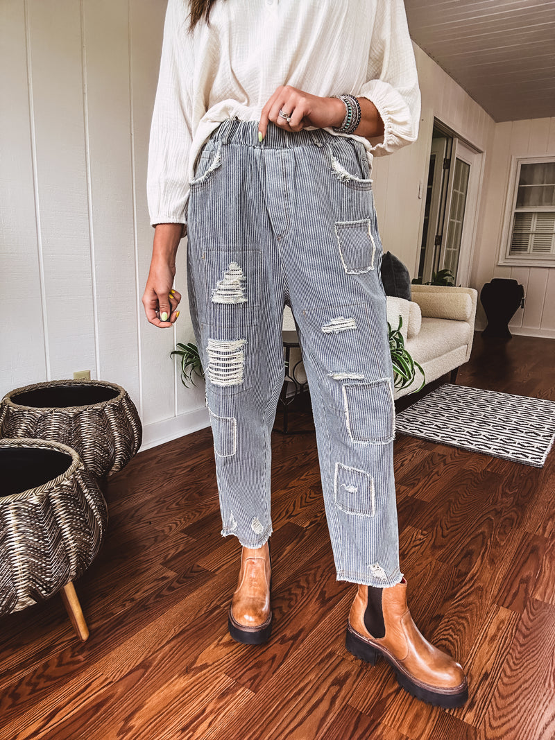 Always On The Road Stripe Crop Patch Pant