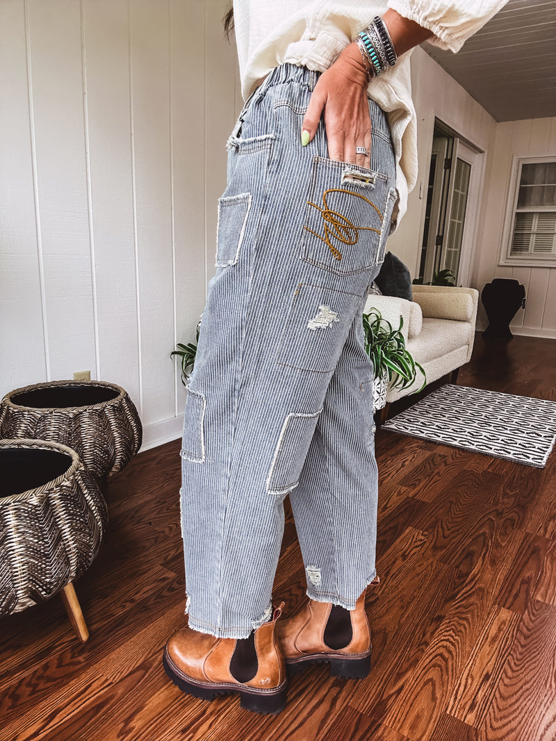 Always On The Road Stripe Crop Patch Pant