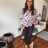 Greyish Floral Whimsical Button Up