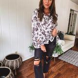 Greyish Floral Whimsical Button Up