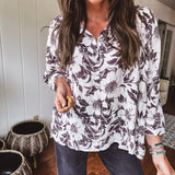 Greyish Floral Whimsical Button Up